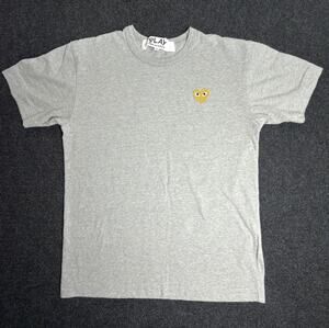 Comme des Garcons PLAY Gold Heart Logo Gray T-Shirt Size M Authentic CDG